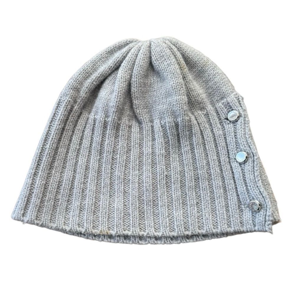 Michael Kors Wool Beanie Winter Hat Grey Ribbed